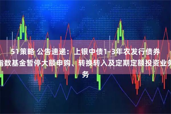 51策略 公告速递：上银中债1-3年农发行债券指数基金暂停大额申购、转换转入及定期定额投资业务
